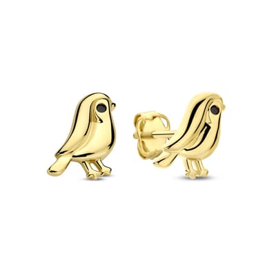 New Bling - 9NBG-0853 - 14K geelgouden Oorknoppen – Vogel – Dames Oorbellen