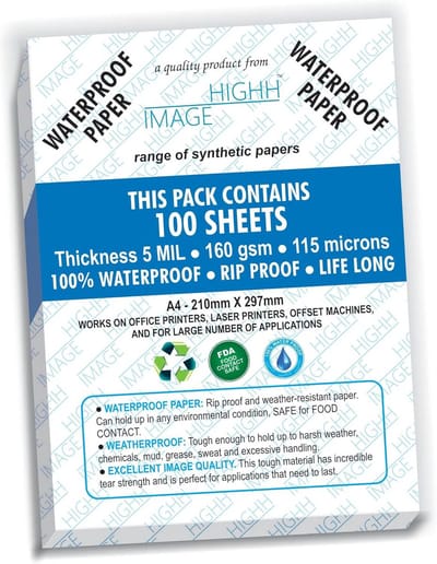Waterdicht Papier - Scheurvast Vellen - Printen Buiten - Synthetisch Materiaal - A4 160 g/m² - Wit