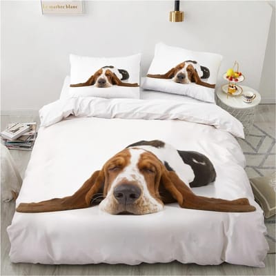 Honden Dekbedovertrek Set Dubbel Queen King Size Beddengoed Set Zwart en Wit Rand Herder Zacht Comfortabel 23 stuks Eenpersoons Dekbedovertrek AU Single 140x210cm