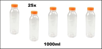 25x Drink flesje 1000ml - 1 liter fles - Water drink fles vruchten sap limonade drank