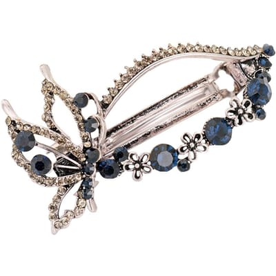 Modieuze Strass Legering Vrouwen Haarclip Haarspelden Haaraccessoire(Blauw 350) gray