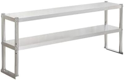 Opbergrek Roestvrij Staal - Werkbank Plank - Keuken Ordenen - Verstelbare Voeten - 130 x 30 x 80 cm - Zilver