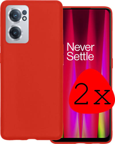 Hoesje 2 Stuks - Geschikt voor OnePlus Nord CE 2 - Sterk & Shockproof - Case Siliconen - Back Cover - Telefoon Hoes - Rood