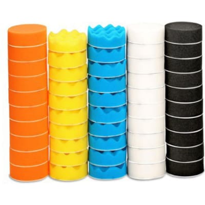 50pcs Tampon de Polissage de Voiture 3in Kit de Tampons Éponges pour Cirage et Polissage pour Nettoyage Détaillé de Voiture blue
