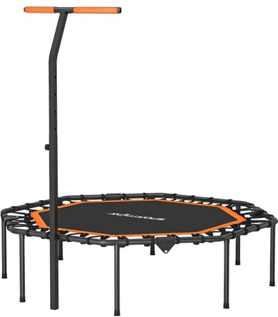 YYchan Trampoline - Fitness Trampoline - Mini Trampoline - Rebounder met Stang - 106 cm - Belastbaar tot 250 kg - Zwart en oranje