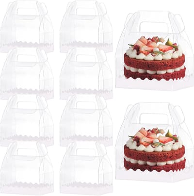 10 Stuks 10 cm Vierkante Cadeauboxen voor Cupcakes, Transparante Taartdozen, Ideaal voor Verjaardagen en Babyshowers