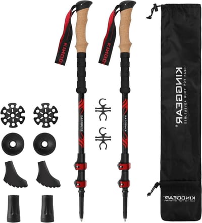 Wandelstokken - Trekking stokken - Nordic Walking - 100% Koolstofvezel - Verstelbare Lengte - Rood