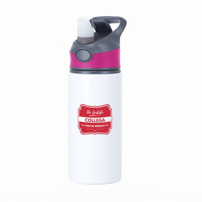 Hacebo® - De leukste collega van de wereld waterfles met rietje roze - iemand die een collega is - beste ooit - werk - collega - verjaardagscadeau - kado - gift - geschenk - afscheidscadeau - welkomscadeau - water fles - 650ML