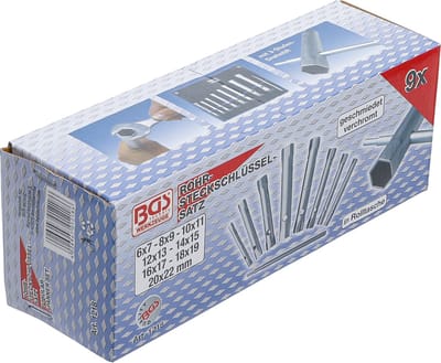 BGS pijpsleutelset - 8-delig - met handige roltas - hoogwaardig chrome vanadium staal
