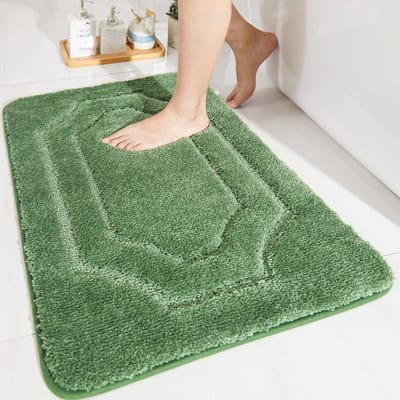Badmat, antislip, zacht, extra lang, verdikt, badkamertapijt, absorberende badmat, machinewasbaar, badmat voor douche, bad en toilet (groen, 50 x 80 cm)