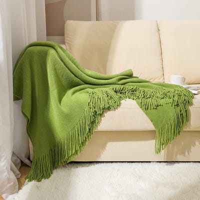 130x240CM gebreide bankdeken zachte en comfortabele hoes deken bedeinde deken bank handdoek geschikt voor bank, bed - gras groen