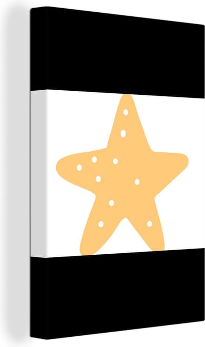 Canvas kinderen - Schilderij voor kinderen - Ster - Stippen - Design - Minimalisme - Wit - Decoratie voor kinderkamers - Muurdecoratie - 160x120 cm