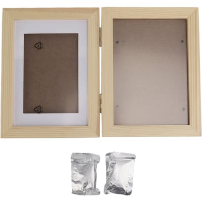 Kit Souvenir Empreinte de Patte d'Animal Cadre Photo en Bois avec Moule en Argile pour Amoureux des Animaux et MémoriauxArgile Blanche gray