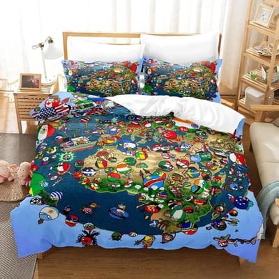 2025 Nieuwe Countryball Polandballs Beddengoed Set Eenpersoons Twin Volledig Queen King Maat Bedset Volwassene Kind Slaapkamer Dekbedovertrek Sets Cartoon 228x228cm 3pcs