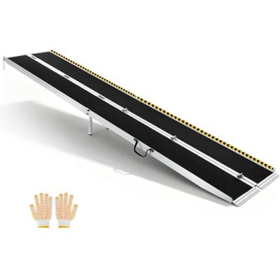 VEVOR Opvouwbare Rolstoelhelling 3640x735mm, 362,9kg Robuuste Drempelhelling met Antislipoppervlak en Verstelbare Steunpoten van 158-278mm, Draagbare Rolstoelhelling voor Deurdrempels en Stoepranden