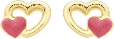 Lucardi Meisjes Oorknop - Hart - Cadeau - 9 Karaat - Geelgoud