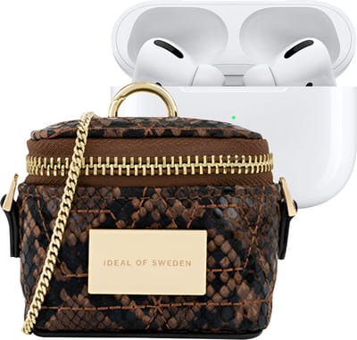 IDEAL OF SWEDEN, Hoesje geschikt voor Apple AirPods Alle Generaties - Poppy Series met Ketting & Karabijnhaak, Bruin