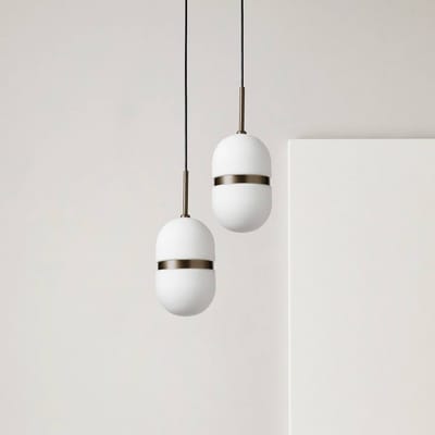 miloox by Sforzin Domu hanglamp, Ø 15 cm, brons/wit, glas, GX53