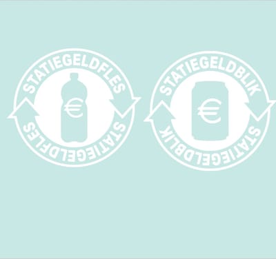 Set Kliko stickers - Quote Statiegeld -Flessen - Blikjes -Opbergbakken Voorraad bakken werkvloer - kantine - winkel - horeca - terras - 2 stuks a 20x20 cm
