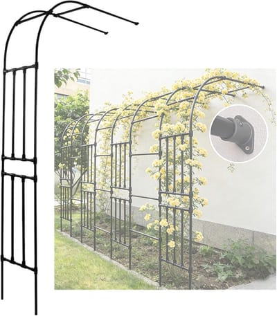 Halve Rozenboog - Metalen Tuinboog - Planten Steunen - Roestvrij Metaal - W120xH240cm - Zwart