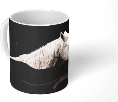 Mok - Koffiemok - Paarden - Zwart - Wit - Kudde - Mokken - 350 ML - Beker - Koffiemokken - Theemok