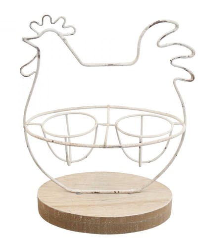 Deco kip tafeldecoratie Paaseistandaard metaal 16x8,5x20cm