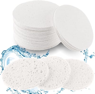 Set van 50 Herbruikbare Gecomprimeerde Natuurlijke Schoonheidssponsen voor Dagelijkse Huidverzorging, Reiniging en Peeling