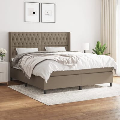 vidaXL - Boxspring - met - matras - stof - taupe - 180x200 - cm