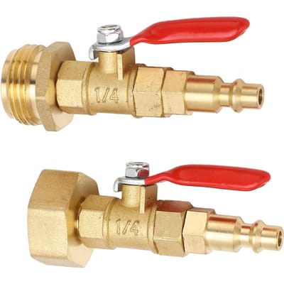 2 STKS RV Blowout Adapter Interne Externe Schroefdraad Winterklaar Fitting met Kogelkraan voor Boot Camper Reistrailer beige