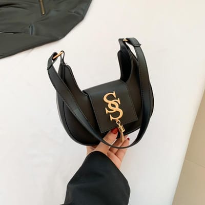 Dames Gepersonaliseerde Crossbody Tas Lente Nieuwe Stijl Casual Koreaanse Nieuwe Maan Tas Mode Ketting Eenvoudige Schoudertas Dames Tas black