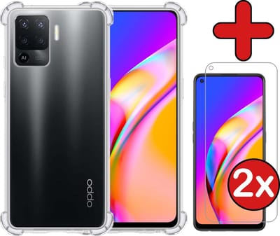 Hoesje - Met Screenprotector - 2 Stuks - Geschikt voor OPPO A94 - Sterk & Shockproof - Back Cover - Siliconen Case - Telefoon Hoes - Shock Proof - Telefoonhoes - Transparant