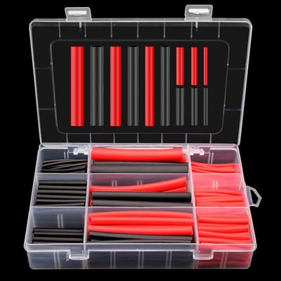 Set van 270 Stuks Krimpkous met Lijm - Waterdicht, 3:1 Krimpverhouding, Zwart en Rood, 6 Maten voor Elektrische Isolatie en Draadreparatie