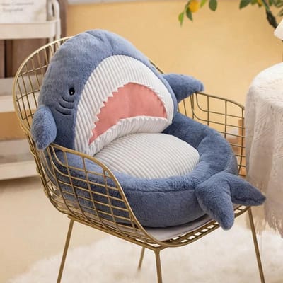 Ins Haai Kussen Dierlijk Zitkussen Zacht Kussen Gevuld Pluche Bank Binnen Vloer Huis Stoel Kantoor Decoratie Winter Verjaardagscadeau Voor Kinderen about 60cm blauw