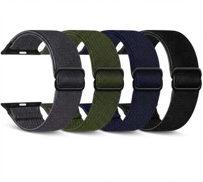 set van 4 horloge bandjes voor dames heren nylon geweven smartwatch band geschikt voor Apple Watch 42mm (serie 1 / 2 / 3) / 44 mm / 45 mm / 46 mm (serie 10 / 11) / 49 mm (Ultra 1 / 2 / 3) – verstelbare woven band