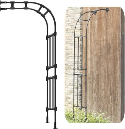 Halve Rozenboog - Klimboog Tuin - Planten Ondersteunen - Wandmontage - 220cm x 240cm - Zwart