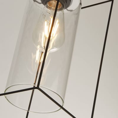 Searchlight Hanglamp Vesperon, transparant, glas, 3-lamps, 75 cm