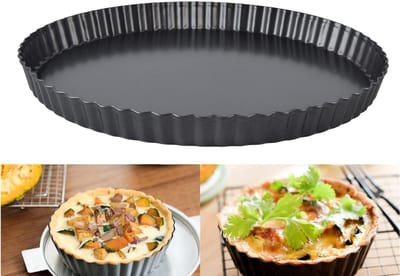 Dailygoody - Ronde quicheeschaal - Taartvorm - Antiaanbaklaag - 32 cm - Bakvorm voor taart en pizza - Geschikt voor bakken en ovengerechten