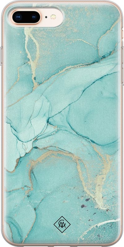 Casimoda® hoesje - Geschikt voor iPhone 8 Plus - Marmer mint groen - Siliconen/TPU telefoonhoesje - Backcover - Marmer - Mint