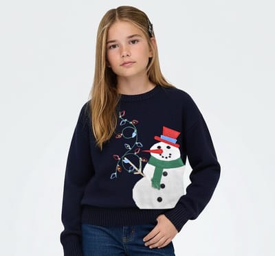 Starry Indigo - Foute Kersttrui voor kinderen | Christmas sweater | Kerstcadeau | jongens en meisjes | unisex | sneeuwpop | Blauw