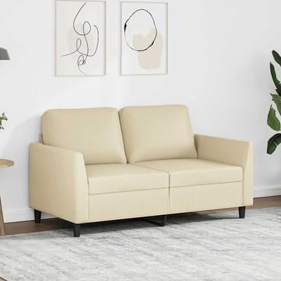 vidaXL - Tweezitsbank - 120 - cm - kunstleer - crèmekleurig