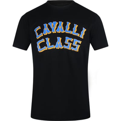 Cavalli Class Gelaagd Logo Zwart T-shirt