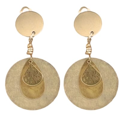 Clip oorbellen -Olijf groen bruin -filigraan metaal 7 cm- geen gaatje- Charme Bijoux