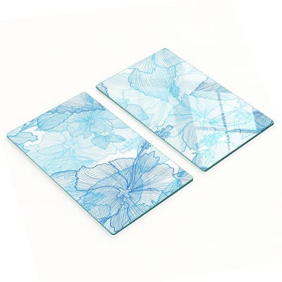 Glazen snijplanken voor in de keuken met Hawaïaanse bloemenprint, 2x30x52 cm