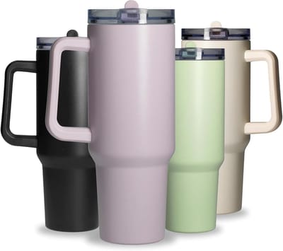 Roestvrijstalen Drinkbeker - Thermosbeker Met Rietje - Drinken Onderweg - Dubbelwandige Isolatie - 1.2 Liter - Paars