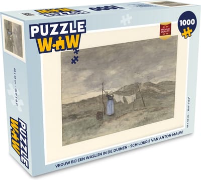 Puzzel Vrouw bij een waslijn in de duinen - Schilderij van Anton Mauve - Legpuzzel - Puzzel 1000 stukjes volwassenen