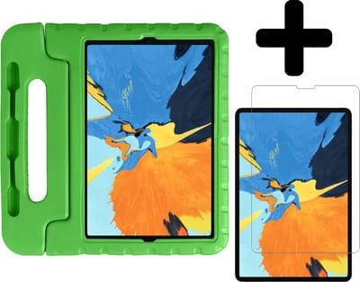 Hoes - Geschikt voor Apple iPad Pro (2020) - 11 inch - Met Screenprotector - Kinderhoes Shockproof Bumper - Kidsproof Case - Tablet Hoesje - Kinder Hoesje Cover - Groen