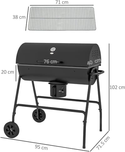 Houtskool Barbecue - Metaal - Zwart - 95x71.5x102cm - Buiten Gebruik