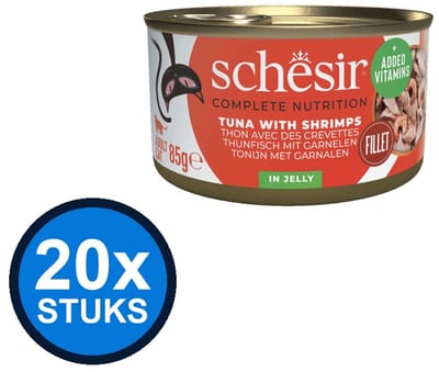 20x Schesir - Tonijn & Garnaal in Gelei - Kattenvoer Natvoer - 85g