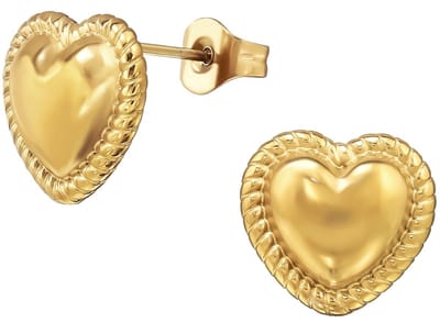 Joy Ibiza - hartje oorbellen - chirurgisch staal - 11 x 12 mm - ip/pvd gold plated