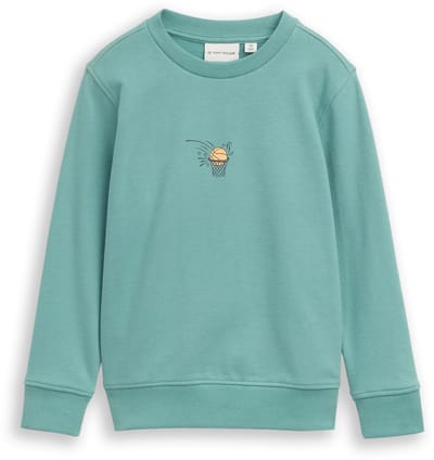 Tom Tailor - Glow-in-the-dark sweatshirt met print op de rug - Maat 104/110 - Salvia